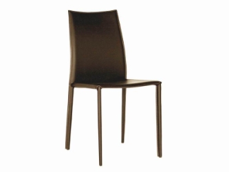 Baxton Studio Rockford Brown Leather Dining Chair with Brown Leather Legs (set of 2)